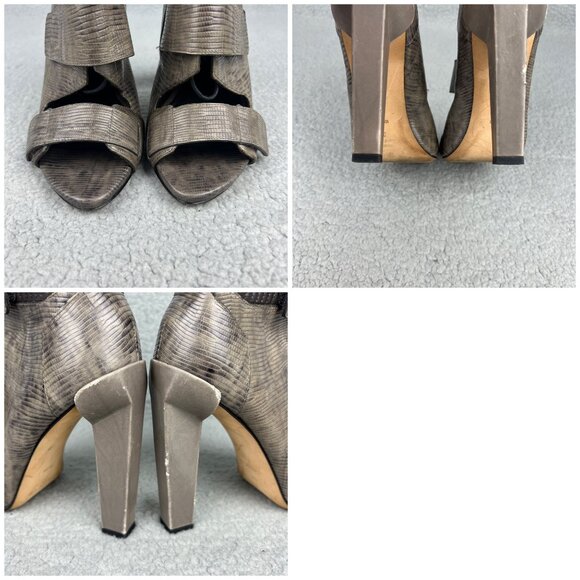 Alexander Wang Sandals Women 7 37 Shoe Grey Noemi Booties Heels Boots Peep Toe 1 - Picture 12 of 13